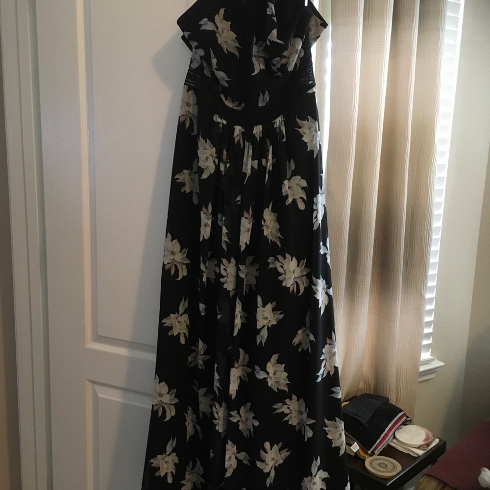 Elegant Black and White Floral Dress